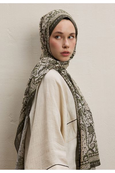 Fresh Elegant Pattern Shawl Khaki
