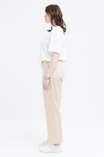 ALLDAY Beige-Waist Elastic Plus Size Trousers