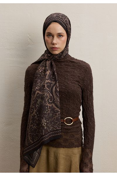 Fresh Emerald Pattern Shawl Bitter Brown