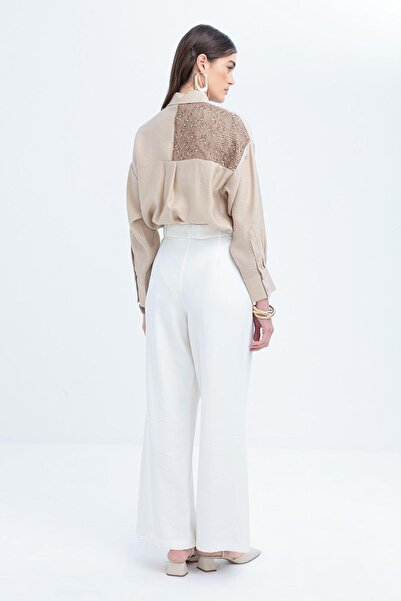 ALLDAY Λευκό-Ζωντανό Παντελόνι Palazzo