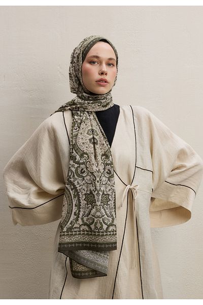 Fresh Elegant Pattern Shawl Khaki