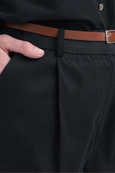 ALLDAY Siyah-kemerli Likralı Boru Paça Pantolon