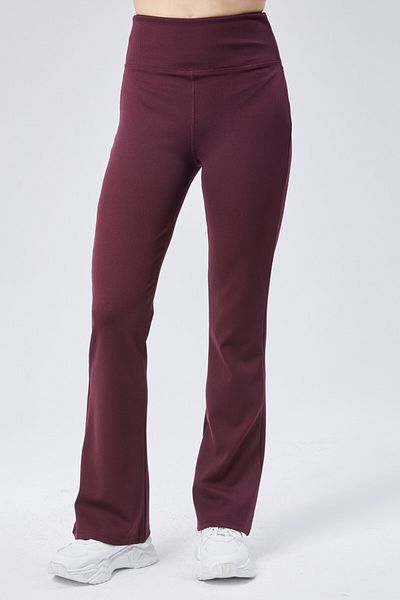 Grenj Fashion Ribbed Flare Yoga Knitted Sports Leggings