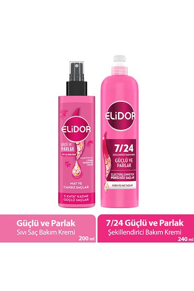 Elidor Liquid Hair Care Cream Strong and Shiny 200 ml X1 + 7/24 Styling Care Cream 240 ml X1