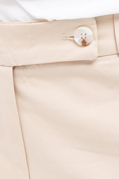 ALLDAY Beige-Elastic Waist Plus Size Lycra Trousers