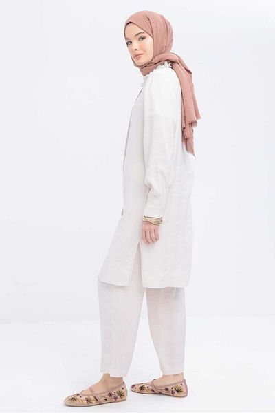 ALLDAY Stone-Ribbed Slit Modal Trousers Suit