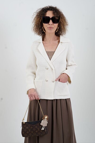 Zelish My Sister Πλεκτό παλτό από λευκό ατσάλι