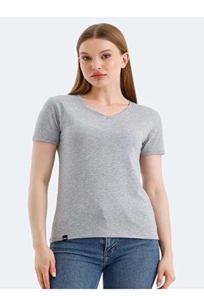 Slazenger Vivek Women's Basic Short Sleeve T-Shirt - Slazenger - Gray - St013...