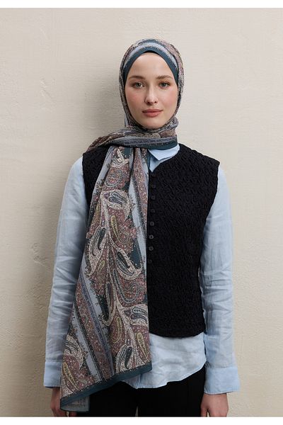 Fresh Blue Paisley Elegance Pattern Shawl