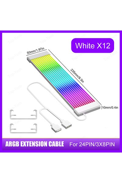 Choice كابل تمديد طاقة اللوحة الأم أبيض X12 5 فولت 3 سنون Argb Sync PC كابل تمديد طاقة اللوحة الأم 8/24 سنون شريط LED مرن Li