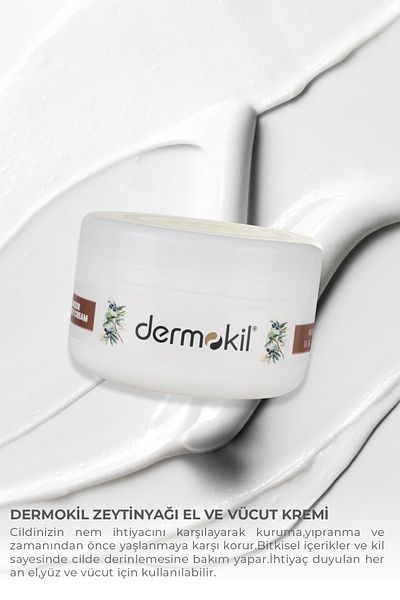 Dermokil Hand Face and Body Care Cream 300 ml Natural Olive Oil & Clay Moisturizer