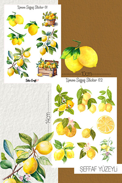 SelisCraft Limon Temalı Şeffaf Sticker Seti 01-02 Ajanda Planlayıcı Bullet Jo...