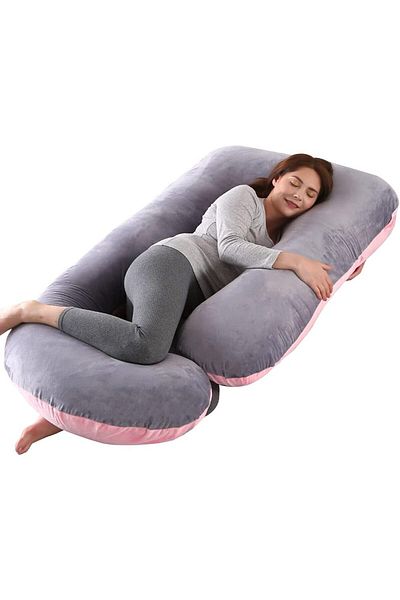 COOYA Pregnancy Pillows, Side J Type Full Body Maternity Pillow with Removable Cover for Back, Legs, Belly