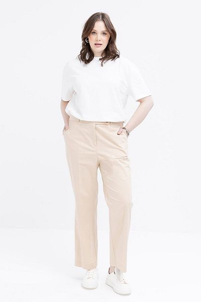 ALLDAY Beige-Waist Elastic Plus Size Trousers