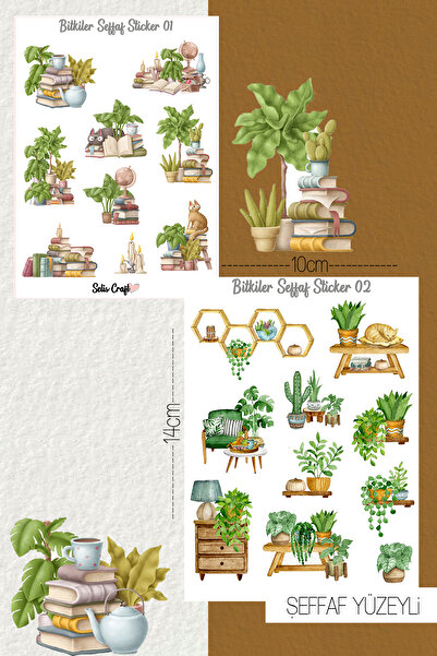 SelisCraft Bitkiler Temalı Şeffaf Sticker Seti 01-02 Ajanda Planlayıcı Bullet...