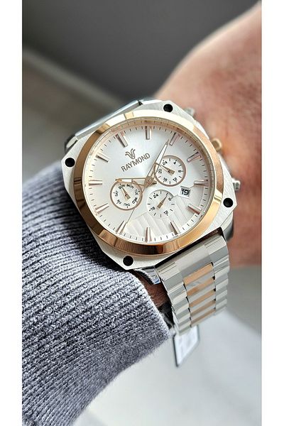 Raymond Rym-81002 Raymond Men's Wristwatch - Stainless Steel Case and Band - 2 Years Warranty