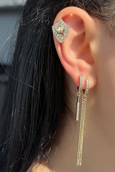 TAKIŞTIR Gold Color Star Figured 3-Piece Ysx Earring Set