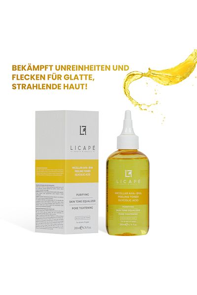Licape ® Glycolic Acid - Toner Für Das Gesicht | 200 ml | Aha Bha Peeling