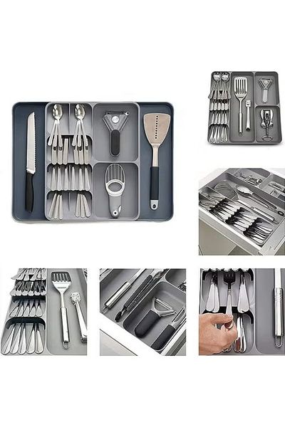 COOYA Multipurpose Kitchen Organizer, Expandable Silverware Flatware Storage, Drawer Cutlery Organizer