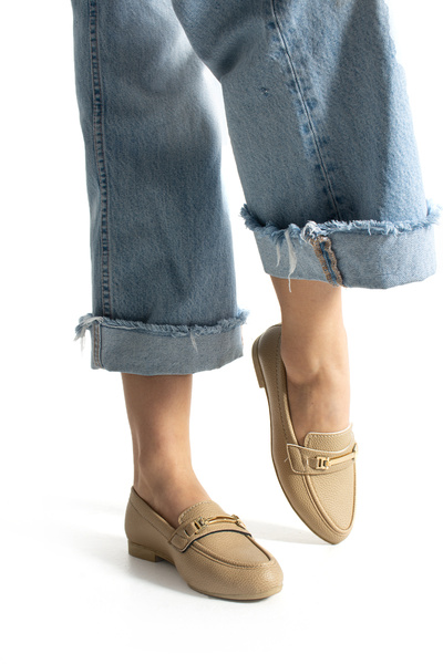 Hepici Pantofi de damă, bej, cu cataramă, ușori și confortabili, pentru zi cu zi