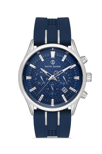 DAVID GUNER Men's Wristwatch with Navy Blue Dial Silicone Band - Dg-8271Gd-L3