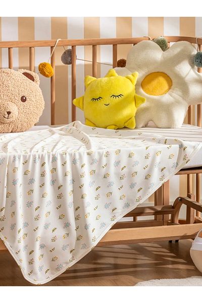 LC Waikiki Lcw Baby Ecru Printed Baby Girl Blanket 90X100 cm