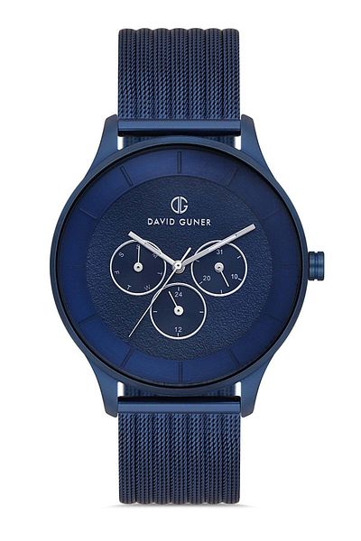 DAVID GUNER Men's Wristwatch Dg-8246Gc-H3E with Blue Coated Blue Dial