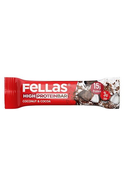 Fellas High Protein Bar - Coconut and Cocoa 45 gr x 12 Pieces