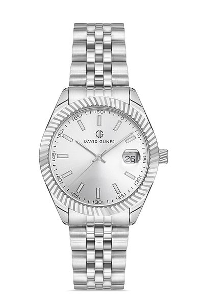 DAVID GUNER Women's Wristwatch Dg-8058La-A1 with Silver Coated White Dial