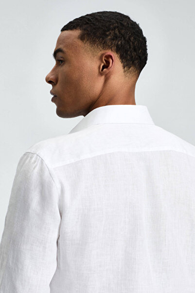 Hemington White Pure Linen Sports Shirt