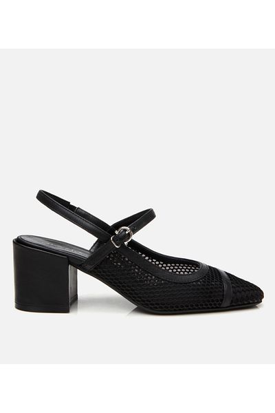 Hotiç Women's Black Mesh Open Back Heeled Shoes