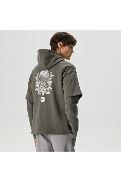 United 4 UNITED4 Classic Erkek Gri Hoodie