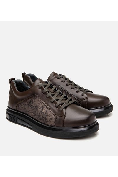 Hotiç Men's Leather Khaki Transparent Sole Sports Shoes