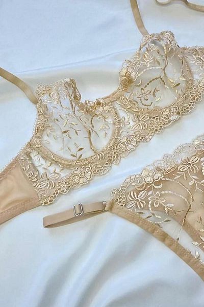Moldina Γυναικείο Σετ Σουτιέν Μπεζ Nude Floral Underwire