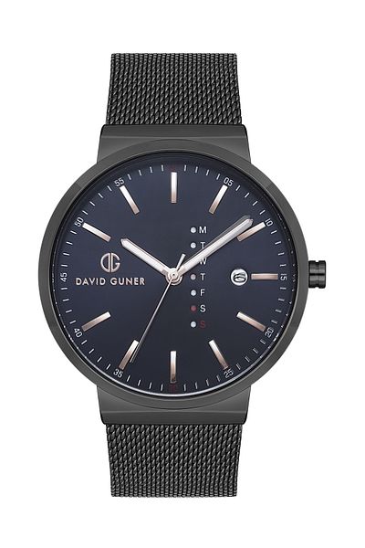 DAVID GUNER Gun Coated Blue Dial Men's Wristwatch Dg-8240Gc-V3