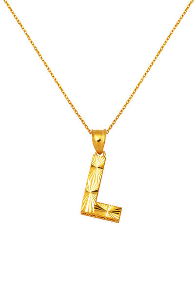 Bilezikci 22 Ayar 3 Boyutlu L Harf Altın Kolye