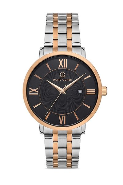 DAVID GUNER Rose White Coated Black Dial Men's Wristwatch Dg-8277Ga-E2