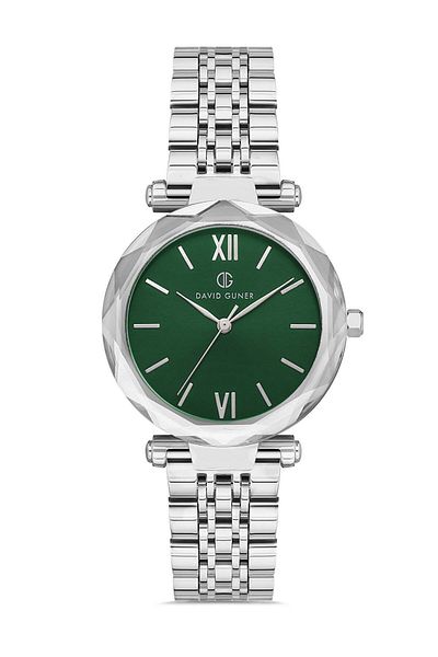 DAVID GUNER Women's Wristwatch Dg-8183La-A10 with Silver Coated Green Dial