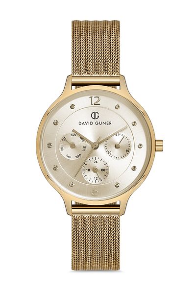 DAVID GUNER Women's Wristwatch with Yellow Coated Yellow Dial - Dg-8120Lc-B4
