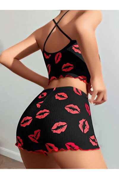 Wild Wake Penye Kumaş Esnek 2li  Desenli Şort Takım Gecelik