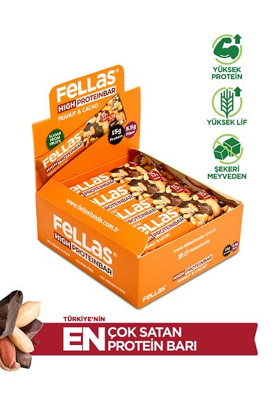 Fellas High Protein Bar with Peanut and Cocoa - 45 gr x 12 Pieces