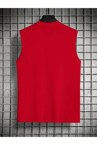 PENTHİLUS Stylish Sleeveless A-Line Giraffe Print T-Shirt for Men - Casual, Round Neck, Perfect for Summer