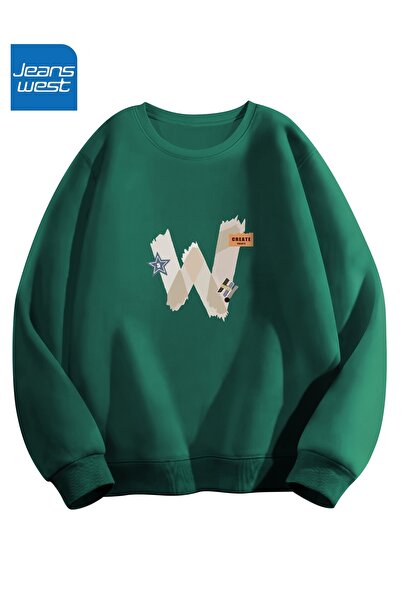 Lider Leather Hanorac imprimat cu guler rotund – Design confortabil și elegant