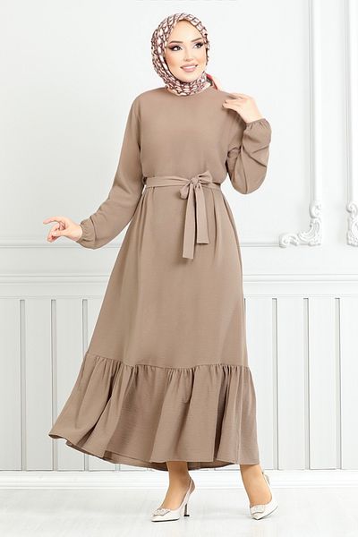 ModaMerve Elastic Cuff Aerobin Clothes - Latte Color 009Mr1077-M Model