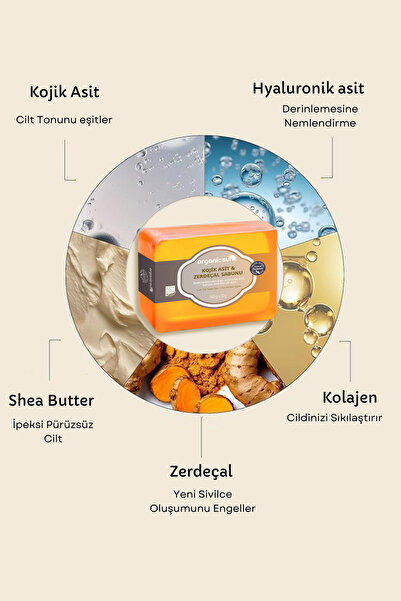 Organicsun Kojik Asit & Zerdeçal Sabunu 140 gr Leke Ve Karşıtı Aydınlatıcı Kojic Acid Kolajen - Aha Bha
