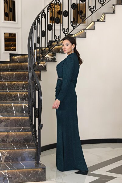 SUBU TASARIM Dilara Evening Dress Emerald Tbsfvm208
