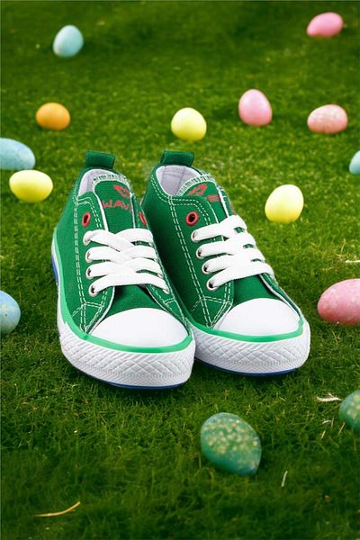 Liger Unisex Boys Girls Kids Linen Short Convers Model Lace-Up Sports Shoes GREEN
