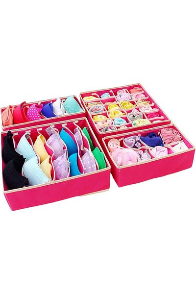 COOYA 4Pcs Underwear Drawer Storage Organizer, Closet Organizers, Underwear Divider Foldable Compartment