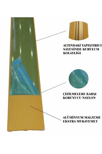 Geylani Yellow Aluminum Door Sill - 35 mm x 90 cm Adhesive Paving Slat