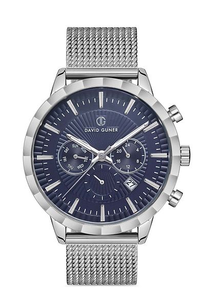DAVID GUNER Men's Wristwatch with Silver Coated Blue Dial - Dg-8022Gc-A3